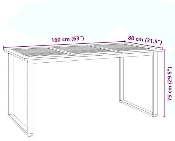 VidaXL Kert étkező szett 5 pcs Fekete Tömör Akácfa