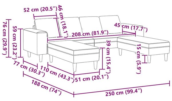 Kanapé Szett 3 pcs bordó szövet