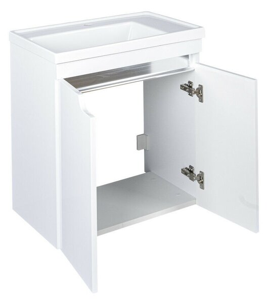 Piramida EURIDIKA 60 LH fali fürdőszobabútor - műmárvány mosdóval - 2 ajtós - 60 x 64 x 38 cm