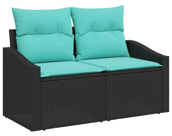 VidaXL Kanapé Szett párnával 5 pcs Fekete és Türkiz polirattan
