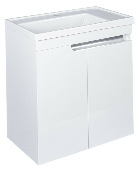 Piramida EURIDIKA 60 LH fali fürdőszobabútor - műmárvány mosdóval - 2 ajtós - 60 x 64 x 38 cm