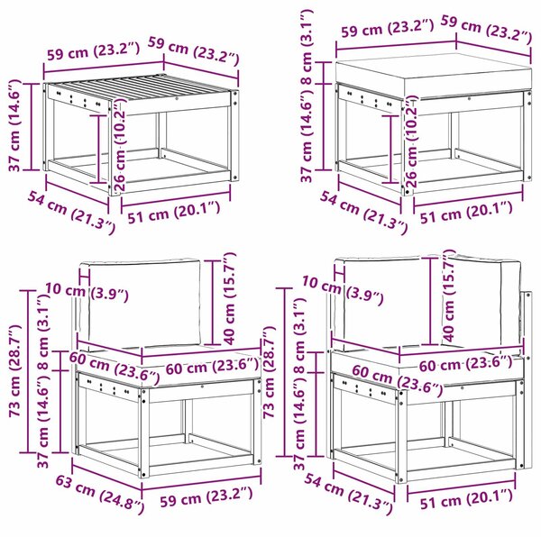 VidaXL Kültéri kanapé szett párnával 7 pcs Természetes és antracit