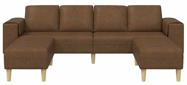 Kanapé Szett 3 pcs Barna Műbőr velúr
