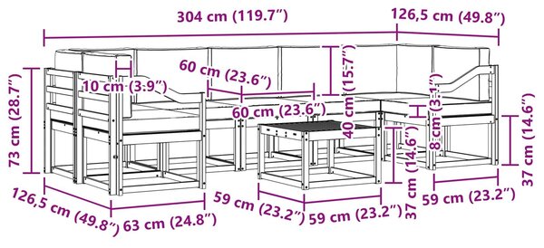 VidaXL Kültéri kanapé szett 6 pcs