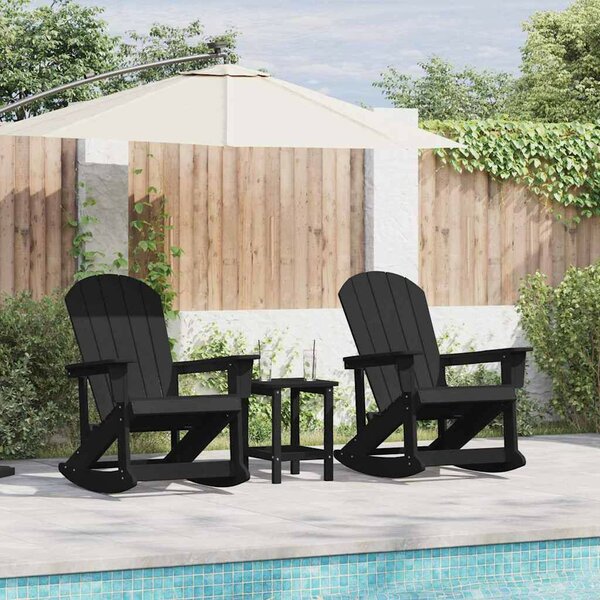 Adirondack hintás székek 2 pcs Fekete HDPE