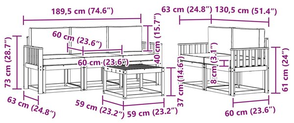 VidaXL Kültéri kanapé szett 6 pcs