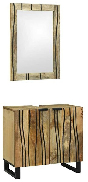 Fürdőszoba bútor szett polcokkal 2 pcs Barna 62 x 33 x 58 cm