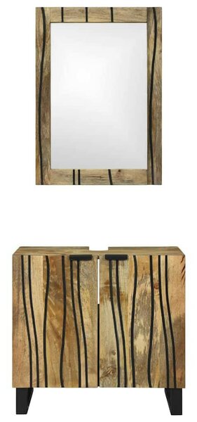 Fürdőszoba bútor szett polcokkal 2 pcs Barna 62 x 33 x 58 cm
