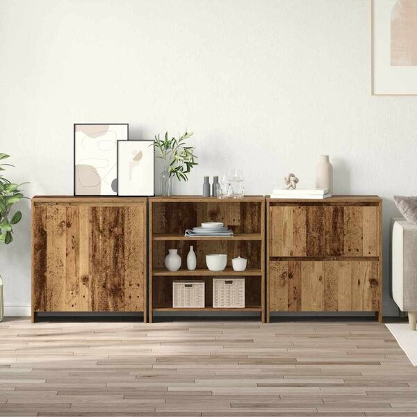 Oldalszekrények 3 pcs Régi fa 70 x 41 x 75 cm Faanyag