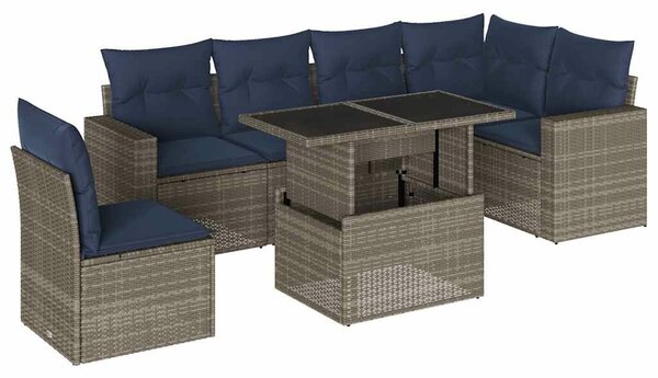 VidaXL 7 db szürke polyrattan kerti kanapégarnitúra párnákkal