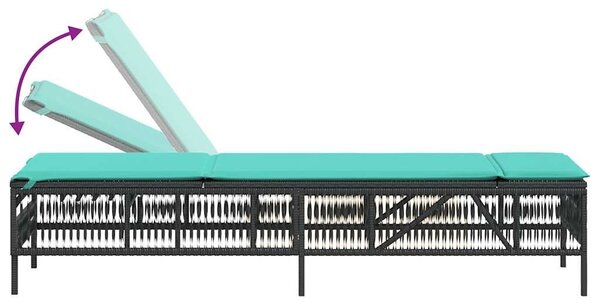 VidaXL 2 db fekete polyrattan napozóágy asztallal