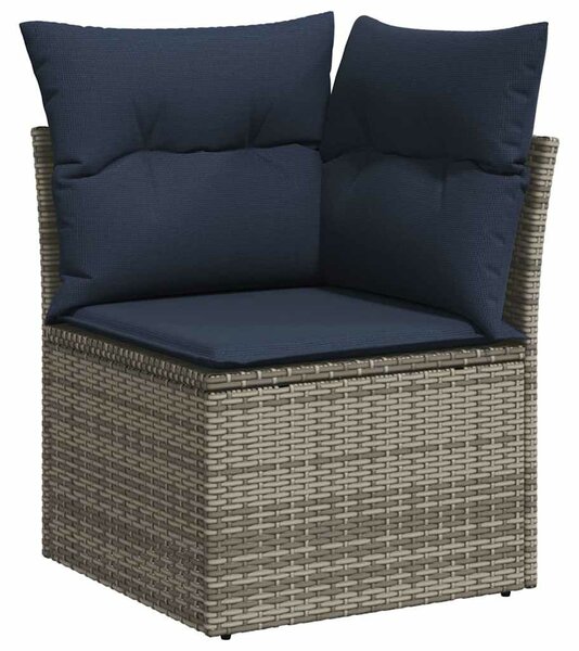 VidaXL 7 db szürke polyrattan kerti kanapégarnitúra párnákkal