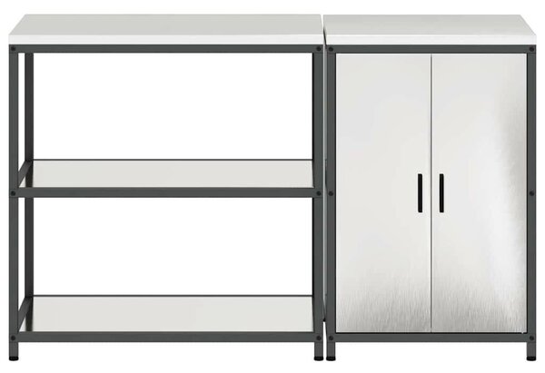 Konyhai Tároló Készlet polcokkal 2 pcs Ezüst 150 x 50 x 92 cm