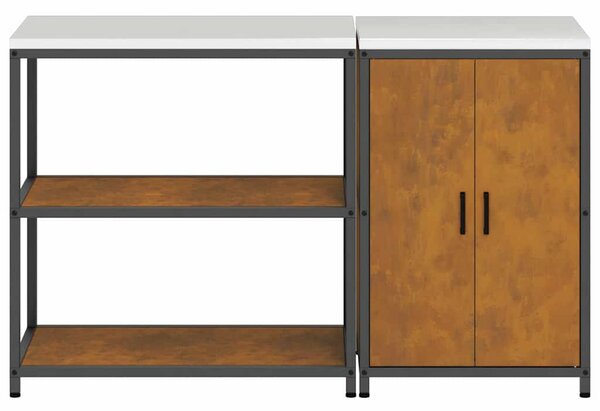 Konyhai Tároló Készlet polcokkal 2 pcs Rozsdás 150 x 50 x 92 cm