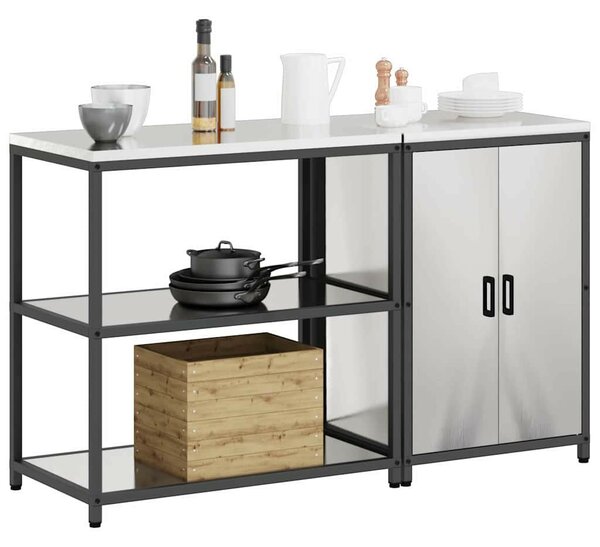 Konyhai Tároló Készlet polcokkal 2 pcs Ezüst 150 x 50 x 92 cm