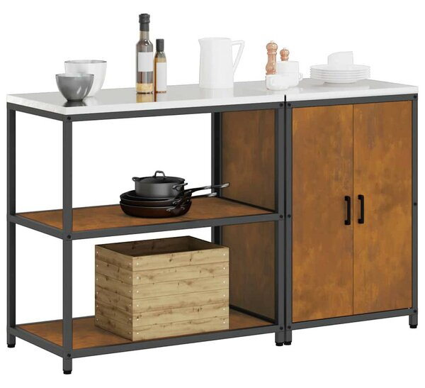 Konyhai Tároló Készlet polcokkal 2 pcs Rozsdás 150 x 50 x 92 cm