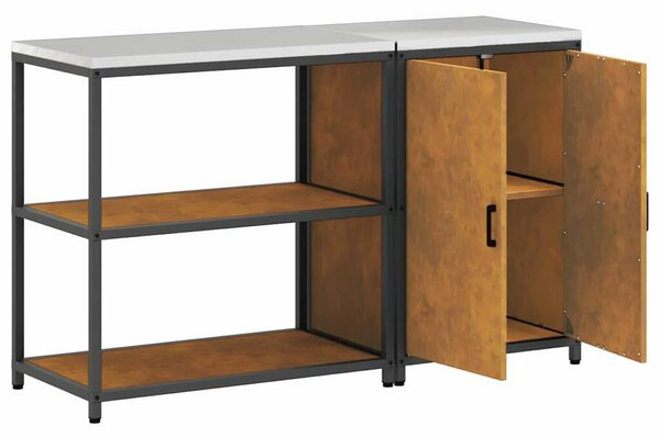 Konyhai Tároló Készlet polcokkal 2 pcs Rozsdás 150 x 50 x 92 cm