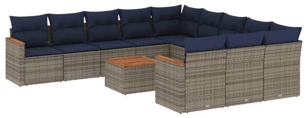 VidaXL 12 db szürke polyrattan kerti kanapégarnitúra párnákkal