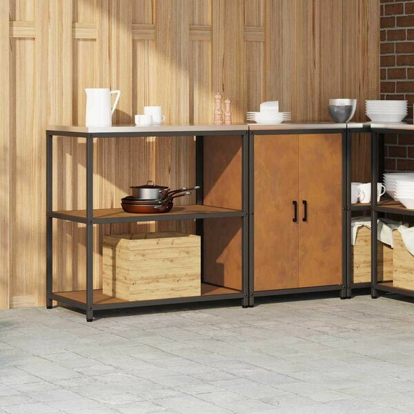 Konyhai Tároló Készlet polcokkal 2 pcs Rozsdás 150 x 50 x 92 cm