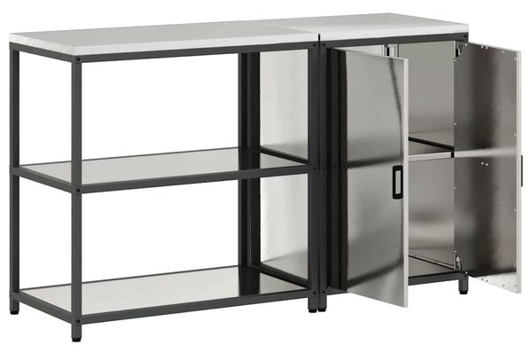 Konyhai Tároló Készlet polcokkal 2 pcs Ezüst 150 x 50 x 92 cm