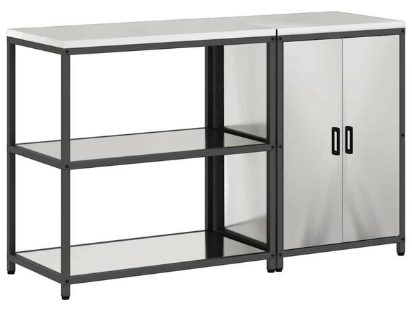 Konyhai Tároló Készlet polcokkal 2 pcs Ezüst 150 x 50 x 92 cm