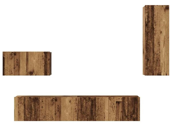 Fali TV Szekrény 4 pcs Régi fa 200 x 30 x 30 cm Műanyag Fa