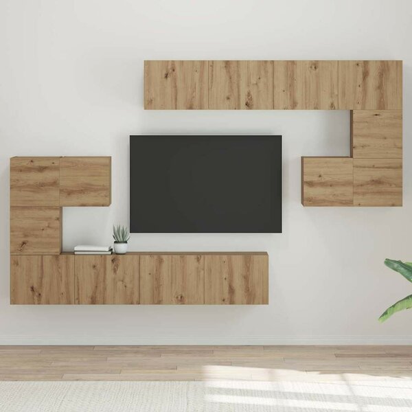 TV szekrény garnitúra Falra szerelhető 8 pcs kézműves tölgy