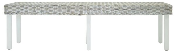Fehér natúr kubu rattan és tömör mahagóni fa pad 160 x 35 x 45 cm