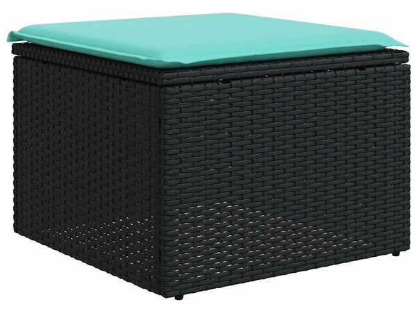 VidaXL 11 db fekete polyrattan kerti kanapégarnitúra párnákkal