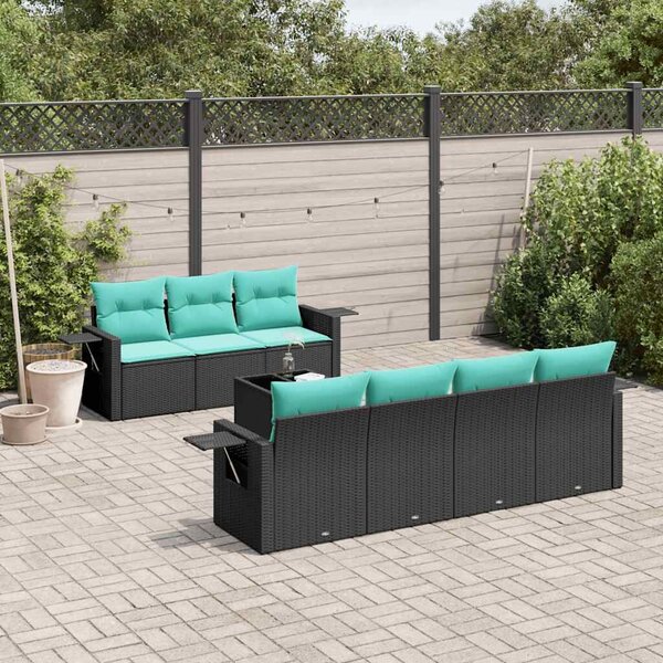 VidaXL 8 db fekete polyrattan kerti kanapégarnitúra párnákkal
