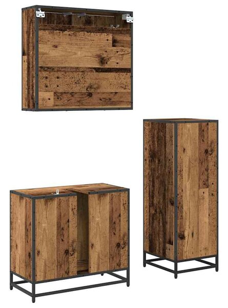 Fürdőszoba bútor szett 3 pcs Régi fa 35 x 37.5 x 100 cm Faanyag