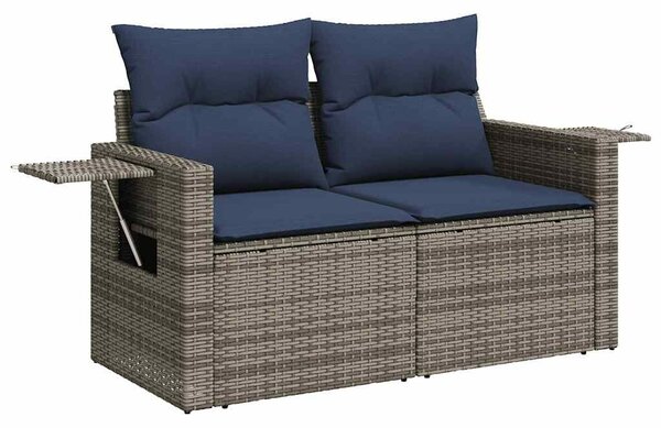VidaXL 11 db szürke polyrattan kerti kanapégarnitúra párnákkal