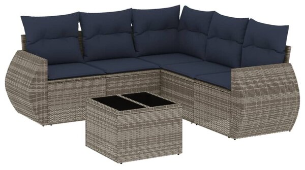 VidaXL 6 db szürke polyrattan kerti kanapégarnitúra párnákkal