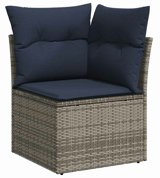 VidaXL 11 db szürke polyrattan kerti kanapégarnitúra párnákkal