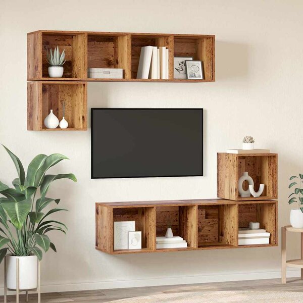 TV szekrény garnitúra 4 pcs Régi fa 37 x 37 x 142.5 cm Faanyag
