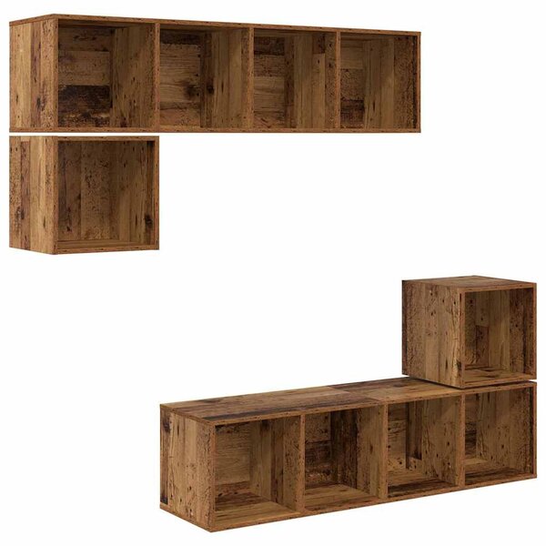 TV szekrény garnitúra 4 pcs Régi fa 37 x 37 x 142.5 cm Faanyag