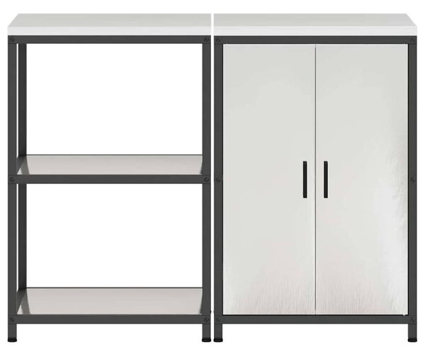 Konyhai Tároló Készlet polcokkal 2 pcs Ezüst 120 x 50 x 92 cm