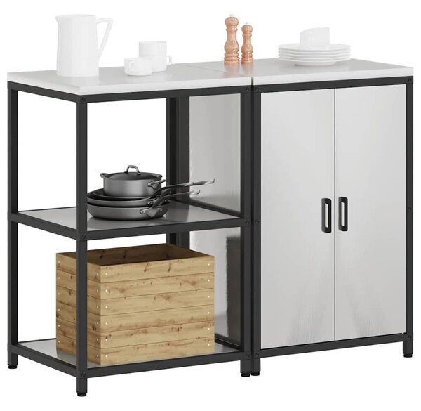 Konyhai Tároló Készlet polcokkal 2 pcs Ezüst 120 x 50 x 92 cm