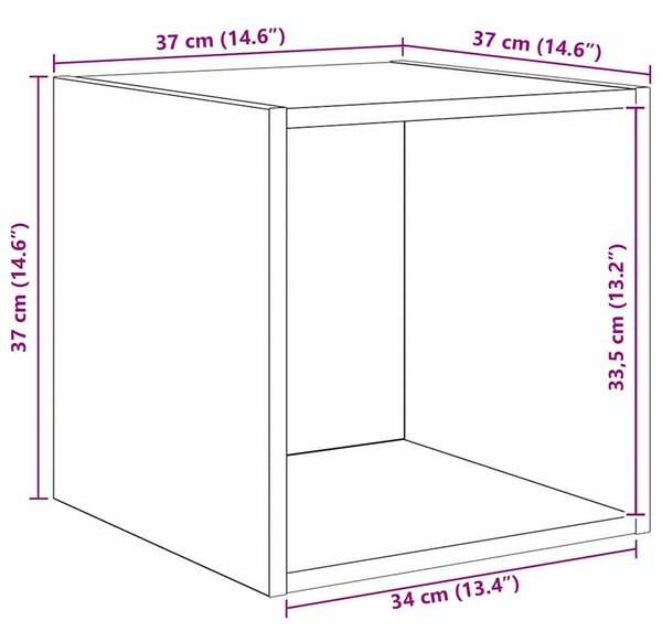 TV Szekrény Szett 2 pcs kézműves tölgy 37 x 37 x 142.5 cm