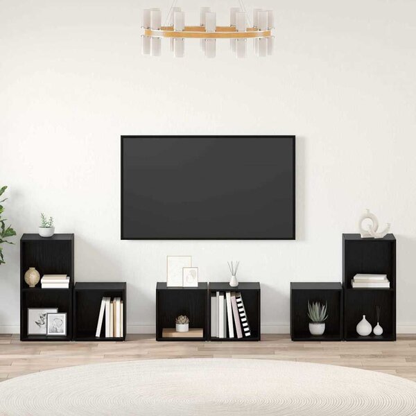 TV Szekrény Szett 6 pcs Fekete tölgy 37 x 35 x 72 cm Faanyag