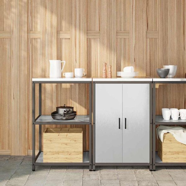 Konyhai Tároló Készlet polcokkal 2 pcs Ezüst 120 x 50 x 92 cm