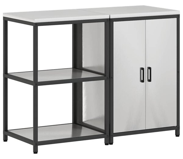 Konyhai Tároló Készlet polcokkal 2 pcs Ezüst 120 x 50 x 92 cm