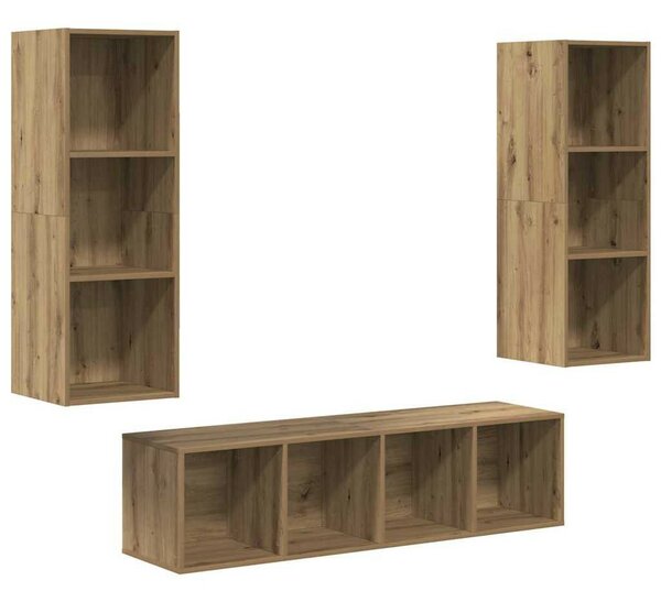TV Szekrény Szett 3 pcs kézműves tölgy 37 x 37 x 142.5 cm