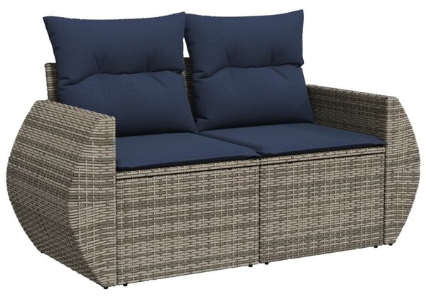 VidaXL 6 db szürke polyrattan kerti kanapégarnitúra párnákkal