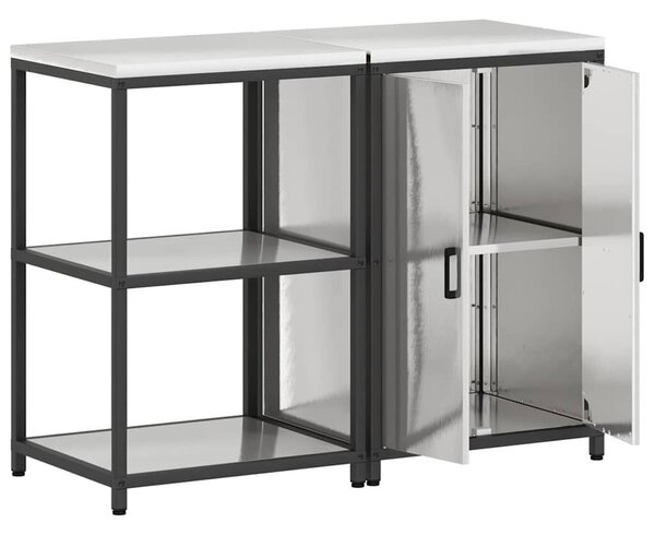 Konyhai Tároló Készlet polcokkal 2 pcs Ezüst 120 x 50 x 92 cm