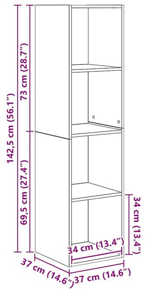 TV szekrény garnitúra 4 pcs kézműves tölgy 37 x 37 x 142.5 cm