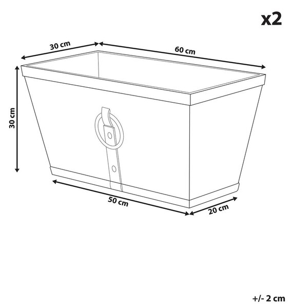 Kétdarabos virágcserép szett PORIA 60 cm Szürke