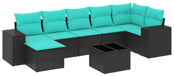 VidaXL 8 db fekete polyrattan kerti kanapégarnitúra párnákkal