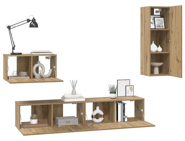 Fali TV Szekrény 4 pcs kézműves tölgy 200 x 30 x 30 cm