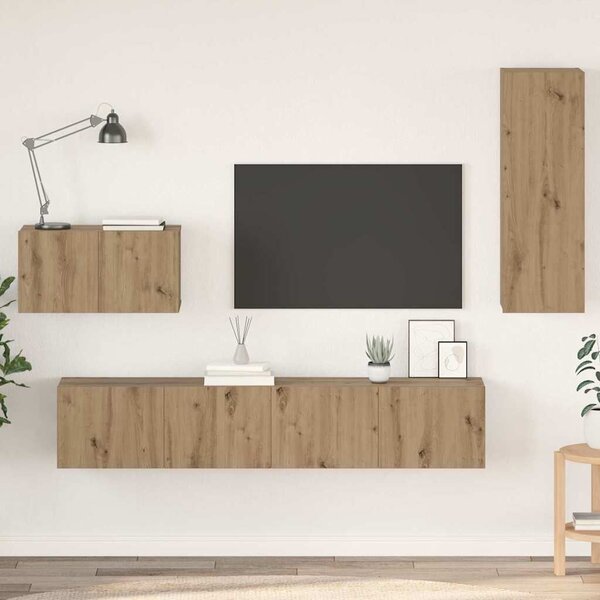Fali TV Szekrény 4 pcs kézműves tölgy 200 x 30 x 30 cm